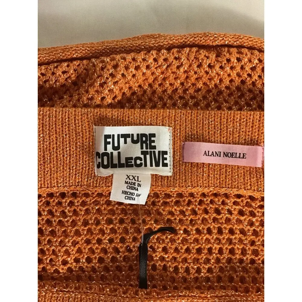 Future Collective Skirt Sz. XXL Orange sparkle Midi Knit Crochet Swim Coverup